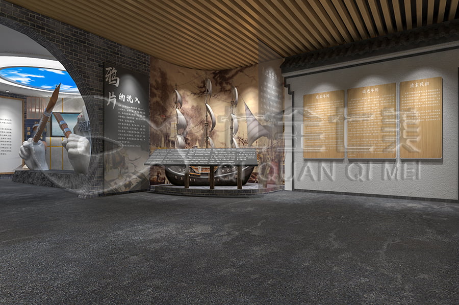 禁毒展廳效果圖，多媒體禁毒防艾基地施工，禁毒防艾宣傳基地設(shè)計布局